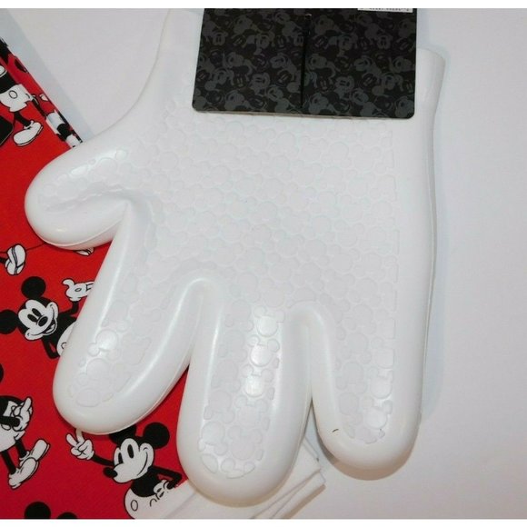 Set 2 Disney Mickey Mouse Tea Towels & Silicon Hand Oven Mitt NEW - Picture 4 of 5
